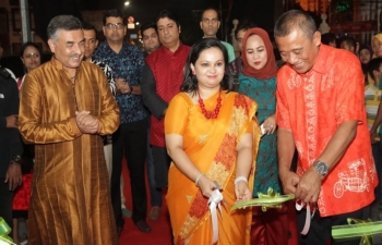 Inauguration of Photo Exhibition by Consul General H.E Dr.Shalia Shah, Director of JNICC Mr. Makrand Shukla, and the Head of tourism Department Bapak Drs. Agus Suryono at GEMES (Gelar Melayu Serumpun) Istana Maimoon on 3rd November 2018.  